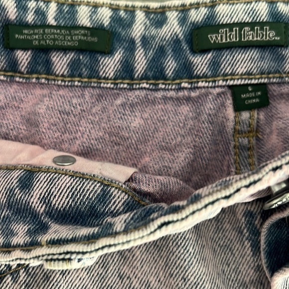 Wild Fable Women's High-Rise Bermuda Jean‎ Shorts Pink Acid Wash Size 6 - Picture 5 of 7